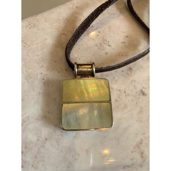 Vintage 925 Silver‎ With Leather Necklace - Picture 1 of 3